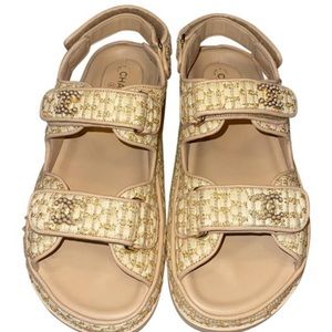 Chanel Birkenstock rattan woven beach 21 cruise